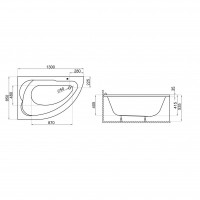 Ванна Polimat Standard асиметрична 130х85, L + ніжки (00350)