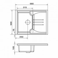 Кухонна мийка Granado Salamanka 680x500 мм, marron + Сифон (0606)
