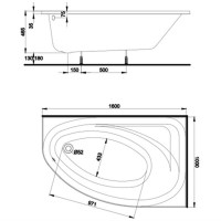 Ванна асиметрична Kolo Spring 160x100 см, права (XWA3060000)