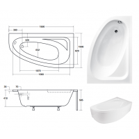 Акрилова ванна Besco Cornea Comfort 150x100 R, асиметрична (WAC-150-NP)