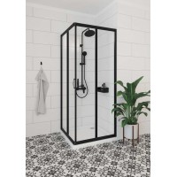 Душова кабіна Deante Funkia Nero 80x80x185, профіль чорний матовий, прозоре скло (KYC_N42K)