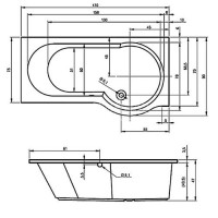 Ванна Riho Dorado асиметрична 170x75/90 см, L + ніжки (BA81)