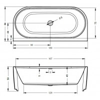 Акрилова ванна Riho Desire Back2wall LED 180x84 см, без ніжок (BD0700500K00133)