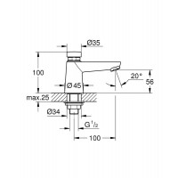 Автоматичний нажимний змішувач для умивальника Euroeco Cosmopolitan T, без функції змішування, хром (36265000)