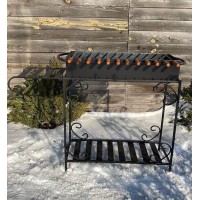 Мангал Сталевар на 12 шампурів товщиною 3 мм з підставкою для дров (STV-9)