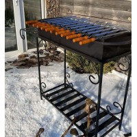 Мангал Сталевар на 12 шампурів товщиною 3 мм з підставкою для дров (STV-9)