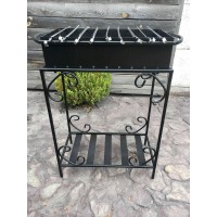 Мангал Сталевар на 9 шампурів товщиною 4 мм з підставкою для дров (STV-8)