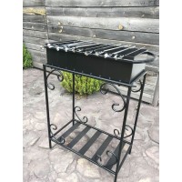 Мангал Сталевар на 9 шампурів товщиною 4 мм з підставкою для дров (STV-8)