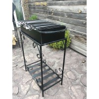 Мангал Сталевар на 9 шампурів товщиною 4 мм з підставкою для дров (STV-8)