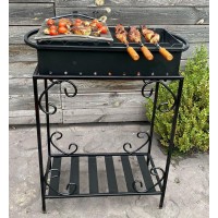 Мангал Сталевар на 9 шампурів товщиною 4 мм з підставкою для дров (STV-8)
