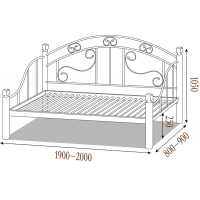 Диван-ліжко Метал-дизайн Леон 80x190 (MT-DL-LN1)