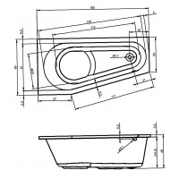 Акрилова ванна Riho Delta асиметрична 160x80 см, R , без ніжок (BB82)